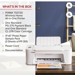 NIB Canon PIXMA TS3720 All-in-One Wireless Printer, Copier & Scanner